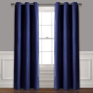 Lush Decor Absolute Blackout Navy Curtains, 84"